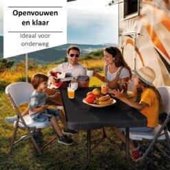 Sens Design Tuintafel Kunststof - Campingtafel Inklapbaar - Rotan-Look -Tuin En Buiten 1200x1200 1497
