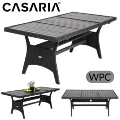 Casaria Polyrattan Tuintafel - WPC Tafelblad 190x90x74 Cm – Zwart -Tuin En Buiten 1200x1200 1503