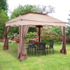 Outsunny Paviljoen Met Zijwanden Partytent Tuintent Popup 3,25 X 3,25 M Khaki 840-166 -Tuin En Buiten 1200x1200 181