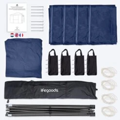LifeGoods Partytent - 3x4.5 M - Zijwanden - Easy Up - Opvouwbaar - Waterdicht - Draagtas Met Wieltjes - Donkerblauw 19 LifeGoods Partytent - 3x4.5 M - Zijwanden - Easy Up - Opvouwbaar - Waterdicht - Draagtas Met Wieltjes - Donkerblauw -Tuin En Buiten 1200x1200 192