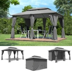 El Jardin - Partytent - 4x3 - Waterdicht Dak - Wanden - Solar - Antraciet Paviljoen -Tuin En Buiten 1200x1200 205
