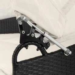 Casaria Polyrattan Zonne-Eiland Ø185cm – Incl. Kussens - Zwart Crème -Tuin En Buiten 1200x1200 212