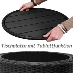 Casaria Polyrattan Zonne-Eiland Ø185cm – Incl. Kussens - Zwart Crème -Tuin En Buiten 1200x1200 217