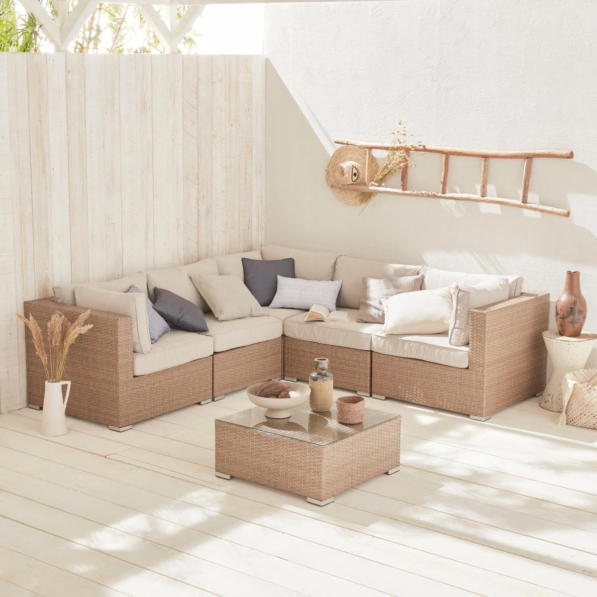 Alice's Garden Loungeset Napoli - 5 Plaatsen - Wicker - 6 Elementen - Beige/Beige 5 Alice's Garden Loungeset Napoli - 5 Plaatsen - Wicker - 6 Elementen - Beige/Beige - Afbeelding 5