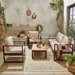 Loungeset 5 Plaatsen Van Aluminium En Eucalyptus – NAZCA – Antraciet Structuur, Lichtgrijs Kussens 15 Loungeset 5 Plaatsen Van Aluminium En Eucalyptus – NAZCA – Antraciet Structuur, Lichtgrijs Kussens -Tuin En Buiten 1200x1200 275