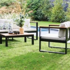 Loungeset 5 Plaatsen Van Aluminium En Eucalyptus – NAZCA – Antraciet Structuur, Lichtgrijs Kussens 20 Loungeset 5 Plaatsen Van Aluminium En Eucalyptus – NAZCA – Antraciet Structuur, Lichtgrijs Kussens -Tuin En Buiten 1200x1200 276