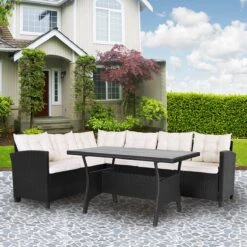 Casaria Polyrattan Tuinset - 15 Delig Voor 6 Personen – Crème Zwart -Tuin En Buiten 1200x1200 278