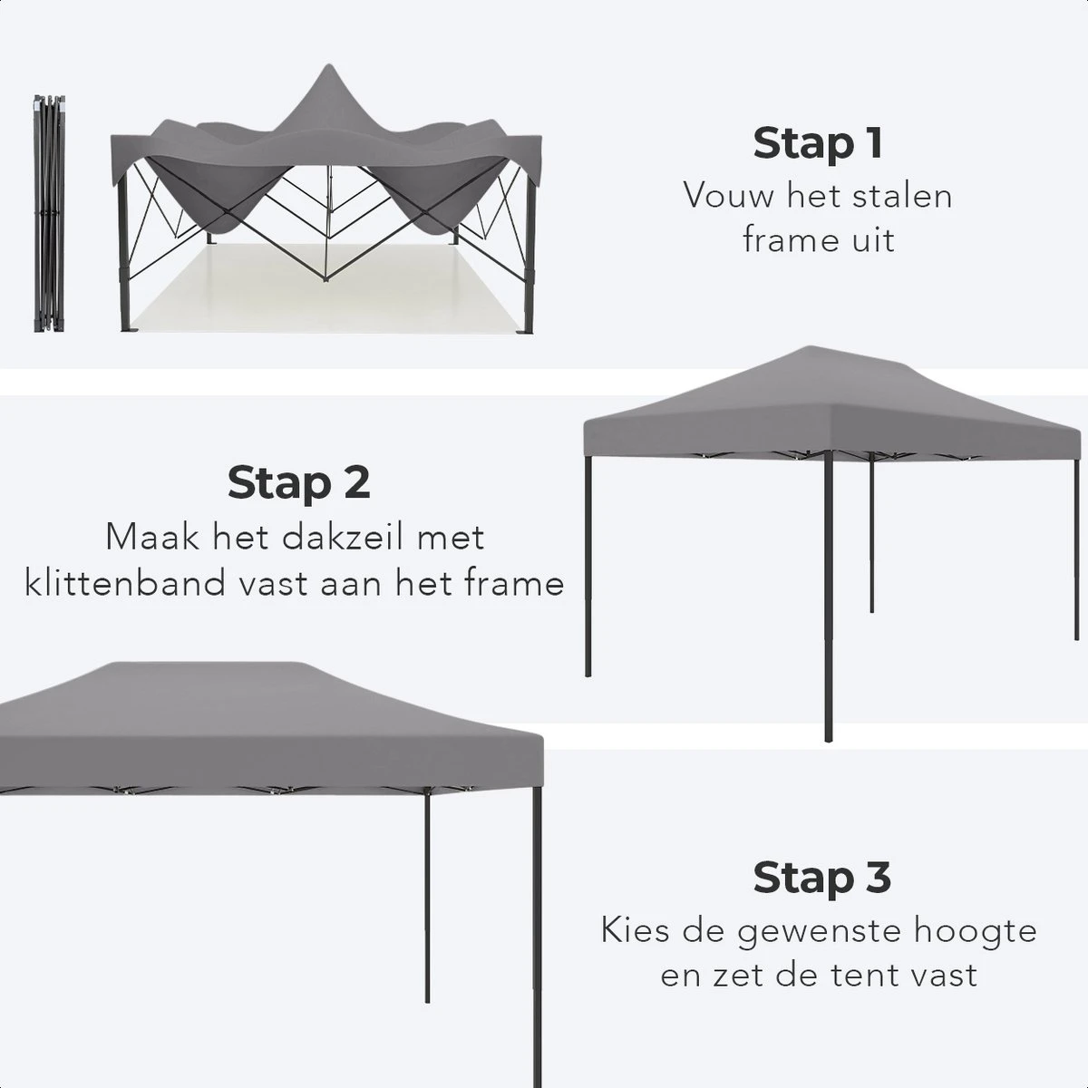 LifeGoods Partytent - 3x4.5 M - Zijwanden - Easy Up - Opvouwbaar - Waterdicht - Draagtas Met Wieltjes - Donkergrijs 6 LifeGoods Partytent - 3x4.5 M - Zijwanden - Easy Up - Opvouwbaar - Waterdicht - Draagtas Met Wieltjes - Donkergrijs - Afbeelding 6
