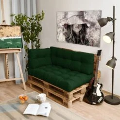 Beautissu Style – Palletkussen Set – 1x Zitkussen 120x80 Cm & 1x Rugkussen 120x40 Cm – Donker Groen -Tuin En Buiten 1200x1200 329