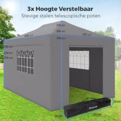 LifeGoods Partytent - 3x4.5 M - Zijwanden - Easy Up - Opvouwbaar - Waterdicht - Draagtas Met Wieltjes - Donkergrijs 19 LifeGoods Partytent - 3x4.5 M - Zijwanden - Easy Up - Opvouwbaar - Waterdicht - Draagtas Met Wieltjes - Donkergrijs -Tuin En Buiten 1200x1200 33