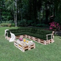 Beautissu Style – Palletkussen Set – 1x Zitkussen 120x80 Cm & 1x Rugkussen 120x40 Cm – Donker Groen -Tuin En Buiten 1200x1200 330