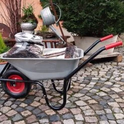 Gardebruk Kruiwagen 100L - Luchtband - 250kg Draagkracht Zilver -Tuin En Buiten 1200x1200 429