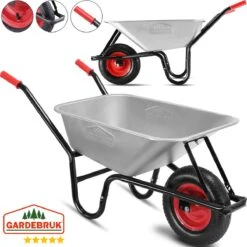 Gardebruk Kruiwagen 100L - Luchtband - 250kg Draagkracht Zilver -Tuin En Buiten 1200x1200 434