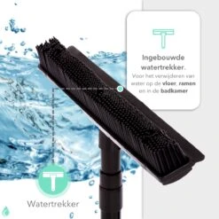 CLEANLY® Rubberen Bezem Met Vloerwisser - Kappersbezem - Zachte Bezem Binnen & Buiten - Vloertrekker Met Steel - 68-150 Cm -Tuin En Buiten 1200x1200 771