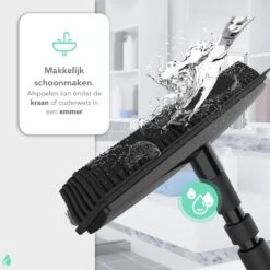 CLEANLY® Rubberen Bezem Met Vloerwisser - Kappersbezem - Zachte Bezem Binnen & Buiten - Vloertrekker Met Steel - 68-150 Cm -Tuin En Buiten 1200x1200 773