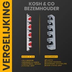 Merkloos Stevige Bezemhouder - Aluminium - Ophangsysteem Bezem - 5 Haken & 4 Houders - Gereedschaphouder - Opbergsysteem -Tuin En Buiten 1200x1200 785