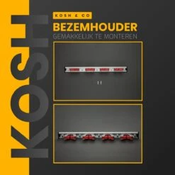 Merkloos Stevige Bezemhouder - Aluminium - Ophangsysteem Bezem - 5 Haken & 4 Houders - Gereedschaphouder - Opbergsysteem -Tuin En Buiten 1200x1200 786