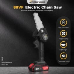 Violeworks® Accu Kettingzaag - Snoeizaag - Mini Kettingzaag - Handkettingzaag - Ook Voor Makita - Elektrische Kettingzaag - Elektrische Snoeischaar - Op Batterij - 2900 MAh - 1080W - 88V -Tuin En Buiten 1200x1200 830