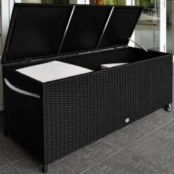 Casaria Wicker Opbergbox - Waterdicht 121,5cm Met Wielen - Grijs -Tuin En Buiten 1200x1200 96
