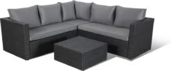Central Park Hoekbank Loungeset Alea Grijs Staal/riet 3-delig -Tuin En Buiten 1200x499