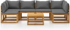 Decoways - 7-delige Loungeset Met Kussens Massief Acaciahout -Tuin En Buiten 1200x509