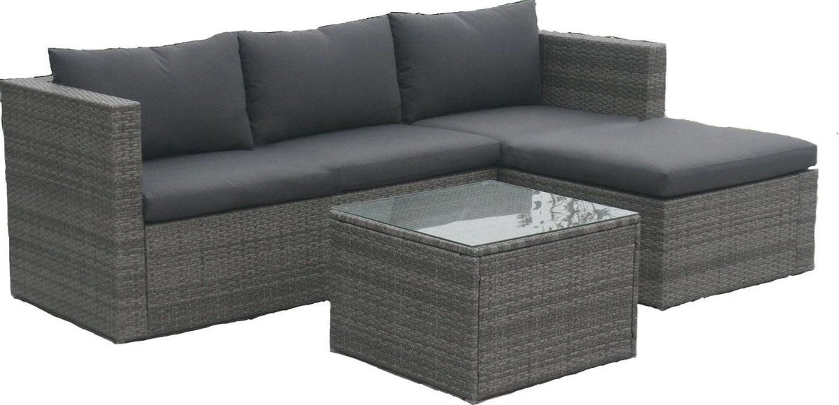 MaxxGarden Loungeset – Rattan Hoekset - 4 Persoons - Incl. Salontafel - Grijs 2 MaxxGarden Loungeset – Rattan Hoekset - 4 Persoons - Incl. Salontafel - Grijs - Afbeelding 2