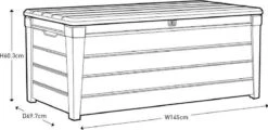 Keter Brushwood Opbergbox - Kussenbox - 455L - 145x69,7x60,3cm - Taupe 8 Keter Brushwood Opbergbox - Kussenbox - 455L - 145x69,7x60,3cm - Taupe -Tuin En Buiten 1200x581