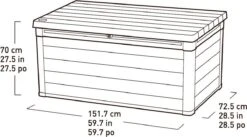 Keter Denali Opbergbox - 570L - 151,7x72,5x70cm - Grijs -Tuin En Buiten 1200x668