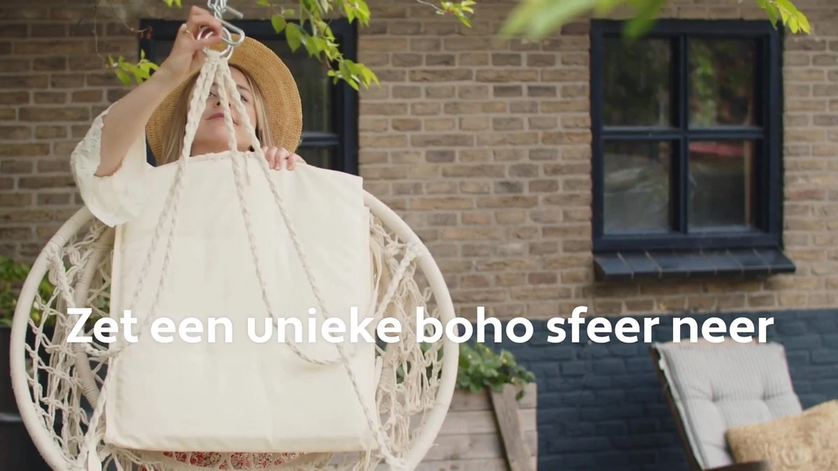 Vita5 Macramé Hangstoel - Voor Binnen En Buiten - Zonder Standaard - Incl. Kussen, Boekenvak En Beschermhoes - Tot 150kg - Bruin/Beige 12 Vita5 Macramé Hangstoel - Voor Binnen En Buiten - Zonder Standaard - Incl. Kussen, Boekenvak En Beschermhoes - Tot 150kg - Bruin/Beige - Afbeelding 12