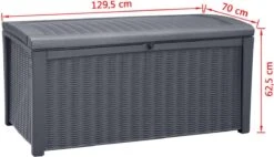 Keter - Borneo Opbergbox - 416 Liter - 129.5 X 62.5 X 70 Cm - Antraciet -Tuin En Buiten 1200x689