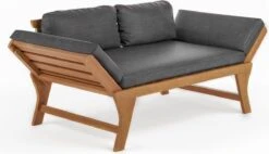 Loungebank Tuin FSC Antraciet – Makkelijk Verstelbaar Lounge Bank Balkon – Tuinbank Lounge Hardhout FSC – Perfecthomeshop