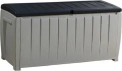 Keter Novel Opbergbox - 340L - 124x55x62.5cm - Grijs -Tuin En Buiten 1200x696 1