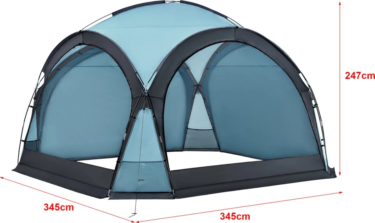 Pro-Tec Paviljoen Grästorp Met LED-verlichting 345x345x247 Cm Lichtblauw 6 Pro-Tec Paviljoen Grästorp Met LED-verlichting 345x345x247 Cm Lichtblauw - Afbeelding 6
