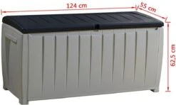 Keter Novel Opbergbox - 340L - 124x55x62.5cm - Grijs -Tuin En Buiten 1200x718 1