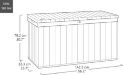 Keter Darwin Opbergbox - 570L - 142,5x65,5x78,2cm - Grijs -Tuin En Buiten 1200x734