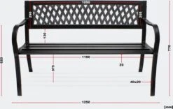 Tuinbank - Marijke -Tuinbankje - Tuinbank Metaal - Tuinbank Hout - Weersbestendig - 126 X 53 X 77 Cm -Tuin En Buiten 1200x759 3