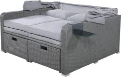 Polyrattan Patio Rieten Meubels Set Voor 2 Personen-Outdoor Rattan Sofa Set Met Intrekbare Luifel-lounge Bank-PE Rotan Loveseat Voor Achtertuin Veranda Tuin Zwembad Balkon-grijs -Tuin En Buiten 1200x769 4