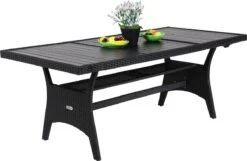 Casaria Polyrattan Tuintafel - WPC Tafelblad 190x90x74 Cm – Zwart -Tuin En Buiten 1200x784 2