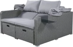 Polyrattan Patio Rieten Meubels Set Voor 2 Personen-Outdoor Rattan Sofa Set Met Intrekbare Luifel-lounge Bank-PE Rotan Loveseat Voor Achtertuin Veranda Tuin Zwembad Balkon-grijs -Tuin En Buiten 1200x789 5