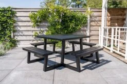 MaximaVida Vierkante Aluminium Picknicktafel Dex 215 Cm Zwart - Lage Instap 9 MaximaVida Vierkante Aluminium Picknicktafel Dex 215 Cm Zwart - Lage Instap -Tuin En Buiten 1200x800 548