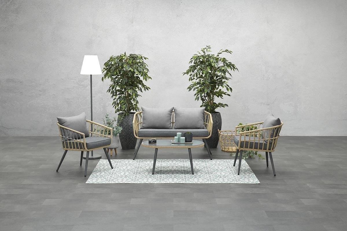 Garden Impressions Franklin Loungeset 4-delig - Wicker - Carbon Black/mystic Grey 6 Garden Impressions Franklin Loungeset 4-delig - Wicker - Carbon Black/mystic Grey - Afbeelding 6