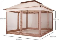 Outsunny Paviljoen Met Zijwanden Partytent Tuintent Popup 3,25 X 3,25 M Khaki 840-166 -Tuin En Buiten 1200x820 2