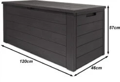 Merkloos Woody Tuin Opbergbox - 324 Liter 45x120x60 Cm - Tuinkussenbox - Antraciet/bruin -Tuin En Buiten 1200x826