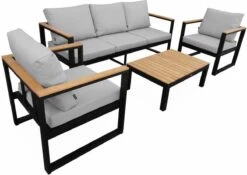 Loungeset 5 Plaatsen Van Aluminium En Eucalyptus – NAZCA – Antraciet Structuur, Lichtgrijs Kussens 21 Loungeset 5 Plaatsen Van Aluminium En Eucalyptus – NAZCA – Antraciet Structuur, Lichtgrijs Kussens -Tuin En Buiten 1200x850 1