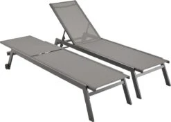 ELSA - Set Van 2 Ligstoelen Van Aluminium En Textileen, Ligbed Multipositioneel Met Wieltjes, Kleur Antraciet/donkergrijs 9 ELSA - Set Van 2 Ligstoelen Van Aluminium En Textileen, Ligbed Multipositioneel Met Wieltjes, Kleur Antraciet/donkergrijs -Tuin En Buiten 1200x854 5