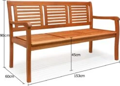 Casaria Tuinbank - FSC®-Gecertificeerd Eucalyptushout - 153cm Bruin -Tuin En Buiten 1200x872 7