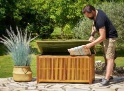 Casaria Opbergbox Acacia Hout – Weerbestendig 115cm - Bruin -Tuin En Buiten 1200x877