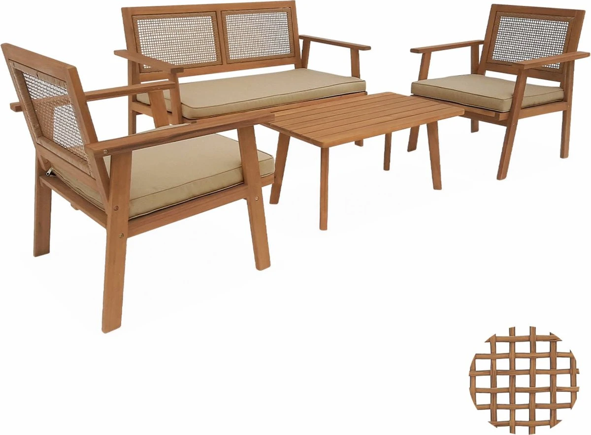 Tuinmeubelset 4 Zitplaatsen + 1 Salontafel L Alice's Garden 1 Tuinmeubelset 4 Zitplaatsen + 1 Salontafel L Alice's Garden