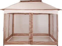 Outsunny Paviljoen Met Zijwanden Partytent Tuintent Popup 3,25 X 3,25 M Khaki 840-166 -Tuin En Buiten 1200x893 1