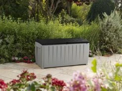 Keter Novel Opbergbox - 340L - 124x55x62.5cm - Grijs -Tuin En Buiten 1200x899 1